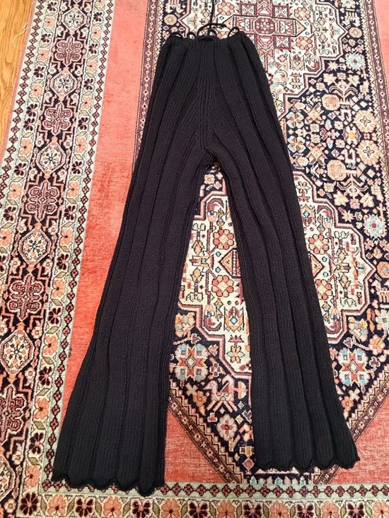 PALOMA WOOL Rare Black Drawstring Cotton Knit Pants Size Small - Picture 2 of 8